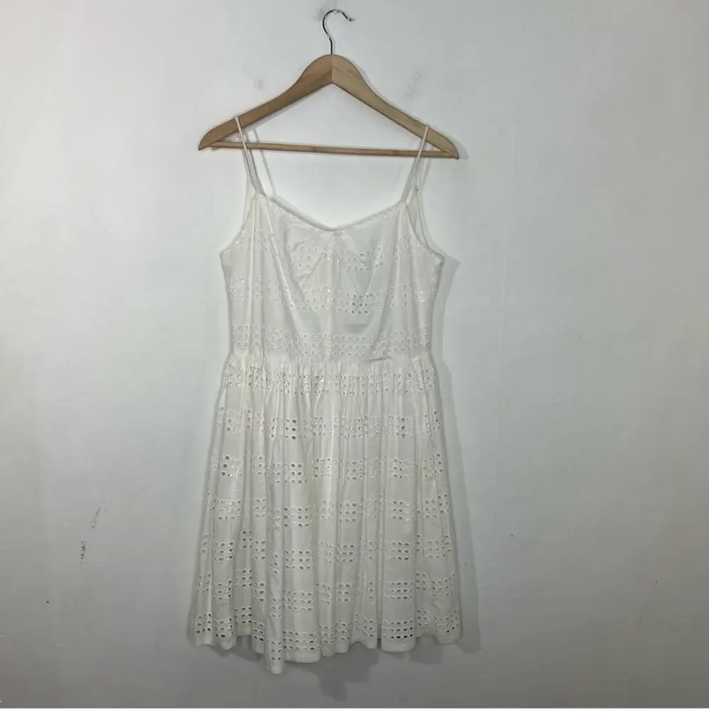 J. Crew White Eyelet Spaghetti Strap Classic Dress Size 6 NWT